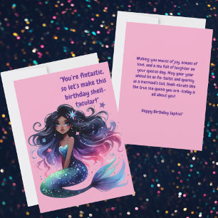 Under The Sea Cute Mermaid Birthday Greeting Card