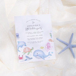 Under The Sea   Cute Nautical Boys Birthday Party Invitation Postcard