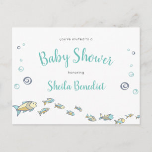 Under The Sea Cute Ocean Baby Shower Invitation Postcard