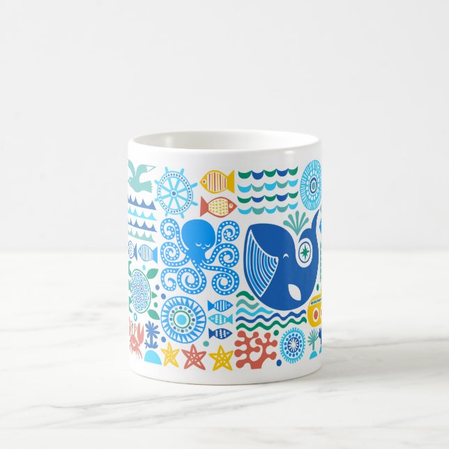 Under The Sea | Cute Ocean Whale Turtle Manta Coffee Mug (Center)