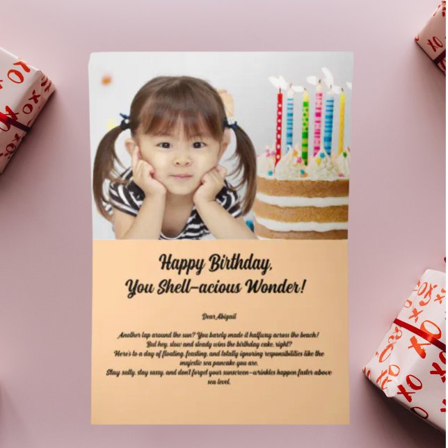 Under The Sea Cute Sea Turtle Photo Kids Birthday  Foil Greeting Card (Creator Uploaded)