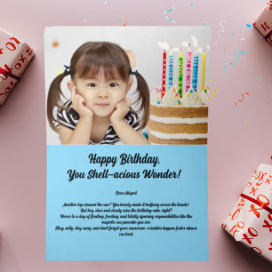 Under The Sea Cute Sea Turtle Photo Kids Birthday Foil Greeting Card