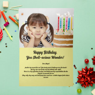 Under The Sea Cute Sea Turtle Photo Kids Birthday Foil Greeting Card