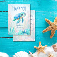 Under the sea cute turtle aqua blue baby shower