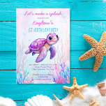 Under the sea cute turtle pink purple birthday invitation<br><div class="desc">Under the sea cute sea turtle pink purple birthday party invitation editable template instant digital download,  sip and sea  girl's birthday party invitations</div>