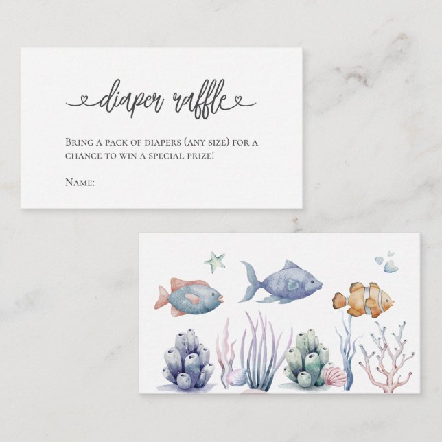 Under the Sea Diaper Raffle Ticket Enclosure Card (Front/Back)