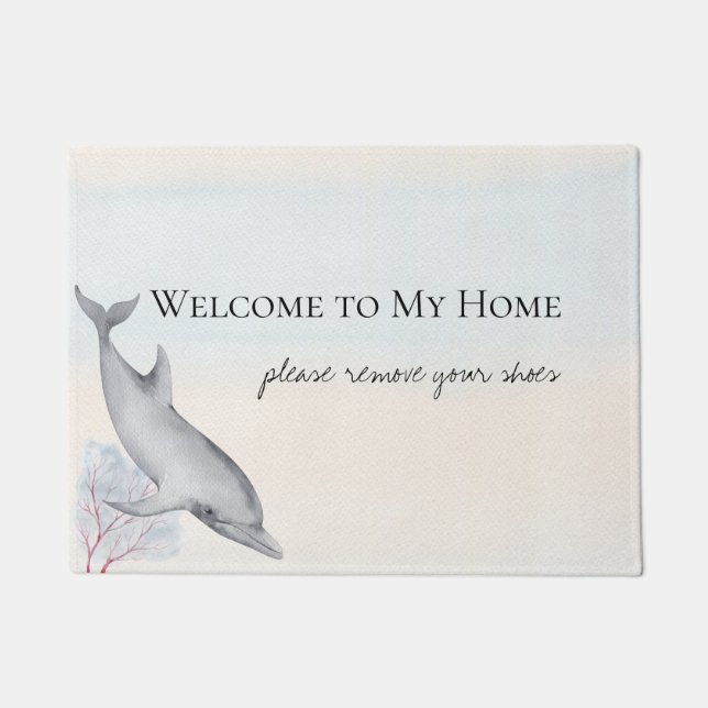 Under the Sea Dolphin Personalised 2  Doormat (Front)
