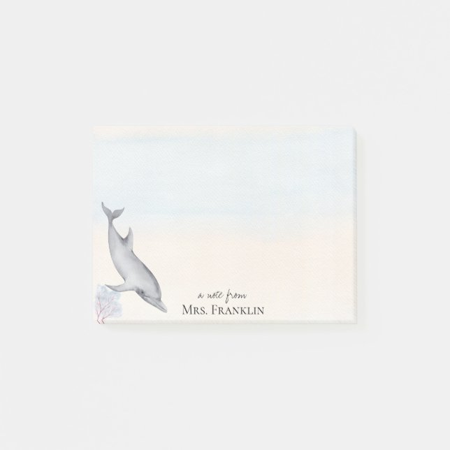 Under the Sea Dolphin Personalised 2  Post-it Notes (Front)