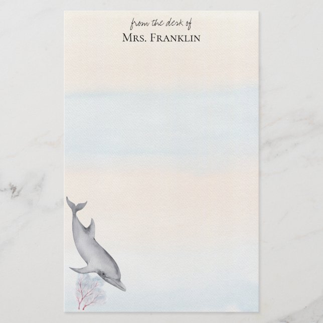 Under the Sea Dolphin Personalised 2  Stationery (Front)