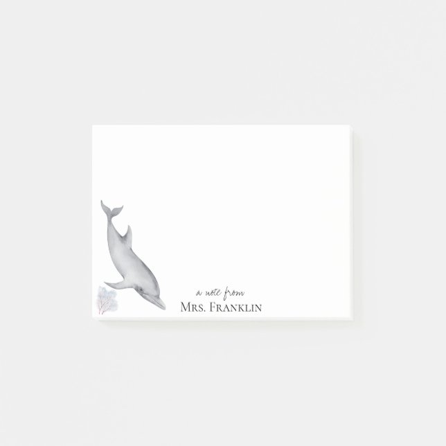 Under the Sea Dolphin Personalised Post-it Notes (Front)