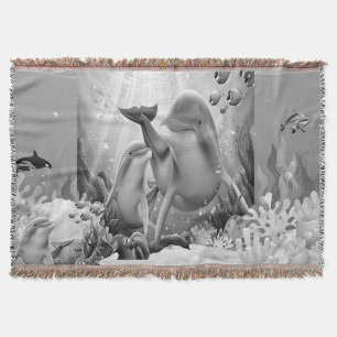Under The Sea Dolphin Throw Blanket