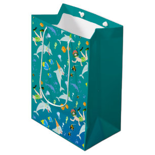Under the sea dolphins and boy birthday party medium gift bag