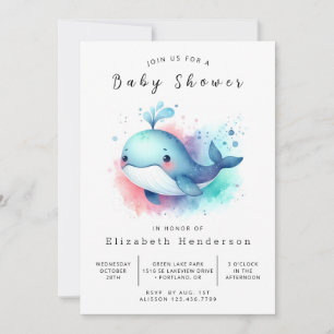 Under the Sea Editable Whale Baby Shower Invitation