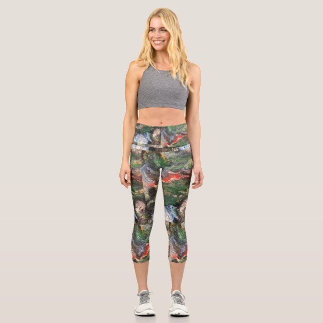 Under the Sea Fairy tale series painting in green  Capri Leggings (Front)