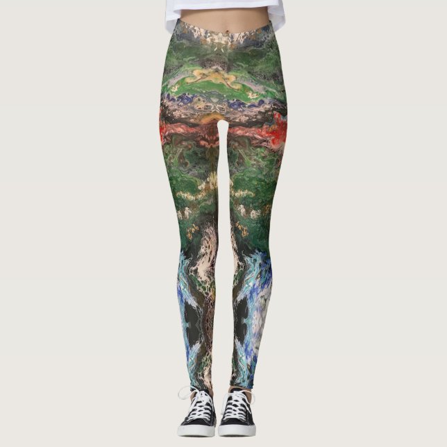 Under the Sea Fairy tale series painting in green  Leggings (Front)