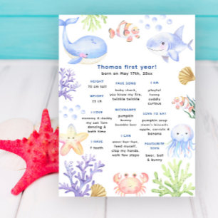 Under the sea First Birthday Milestone Birthday Poster