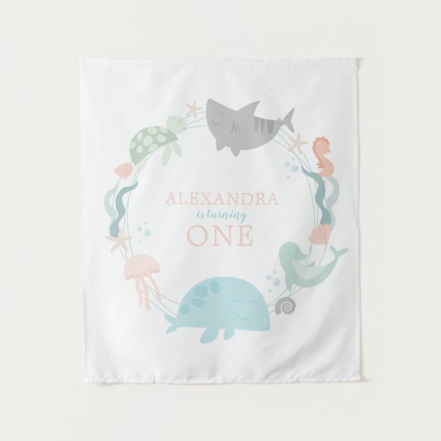 Under The Sea First Birthday  Tapestry (Front)