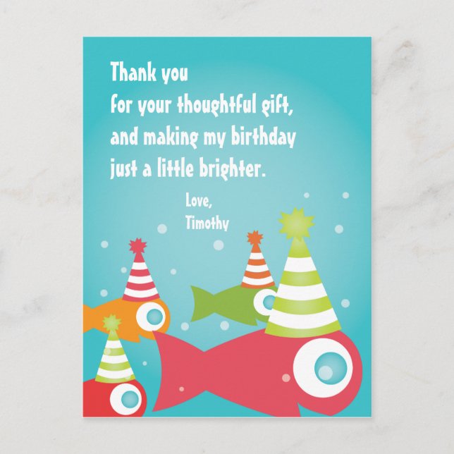 Under the Sea Fish Thank You Post Card (Front)