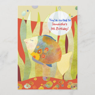 Under the Sea Flower Fish Birthday Party Invitation