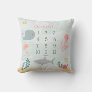 Under The Sea Friends Girl Milestone Cushion