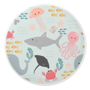 Under The Sea Friends Pattern Ceramic Knob
