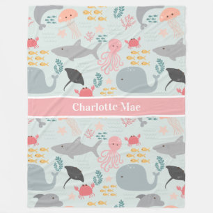 Under The Sea Friends Pattern Fleece Blanket