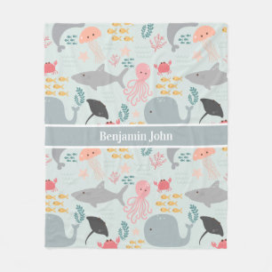 Under The Sea Friends Pattern Fleece Blanket