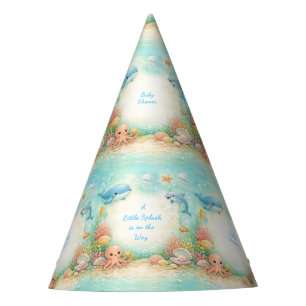Under the Sea Gender Neutral Shower Cyan Ocean Party Hat