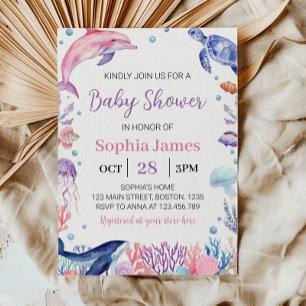 Under The Sea Girl Baby Shower Invitation