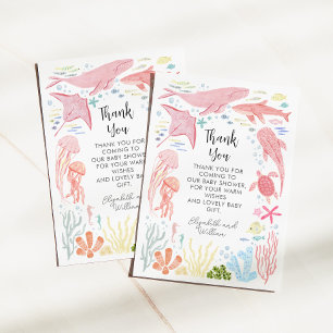 Under The Sea Girl Baby Shower Thank You Card