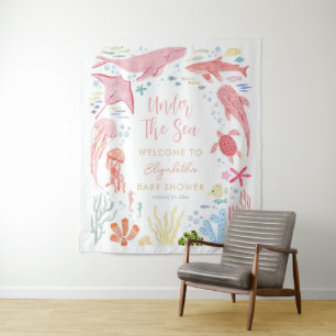 Under The Sea Girl Baby Shower Welcome Tapestry