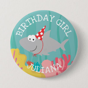 Under The Sea Girl Birthday 3" Button