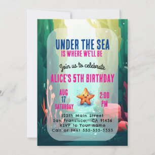 Under the Sea Girl Birthday Invitation Pink