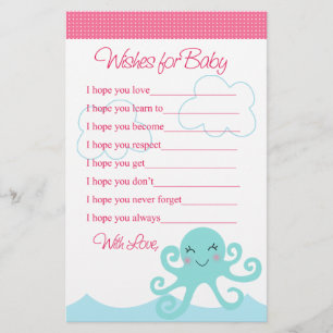 Under the Sea Girl Octopus Wishes for Baby Shower