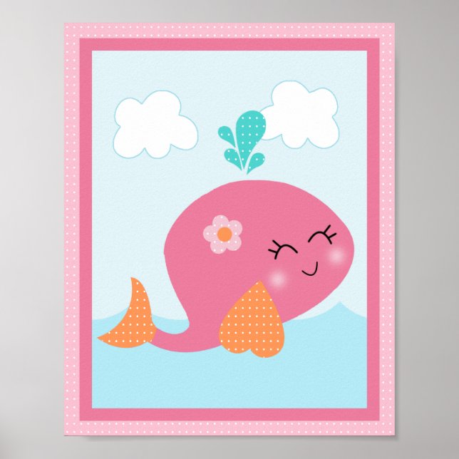 Under the Sea/ Girl /Sealife/Pink Art Poster (Front)