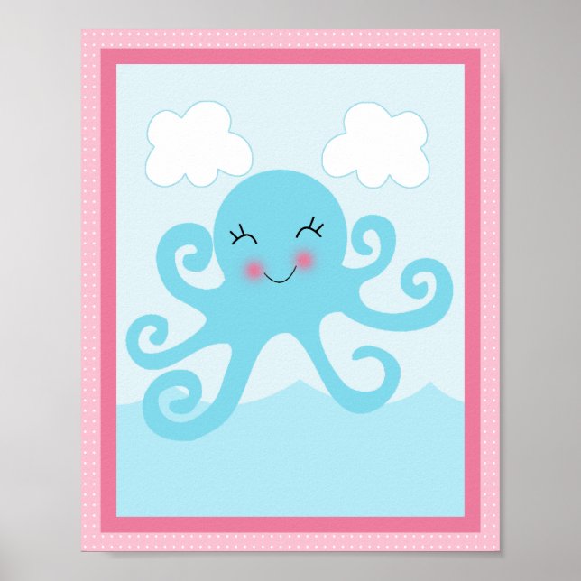 Under the Sea/ Girl /Sealife/Pink Art Poster (Front)