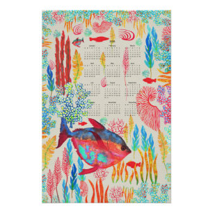 Under the Sea hand drawn watercolor 2026 calendar Poster