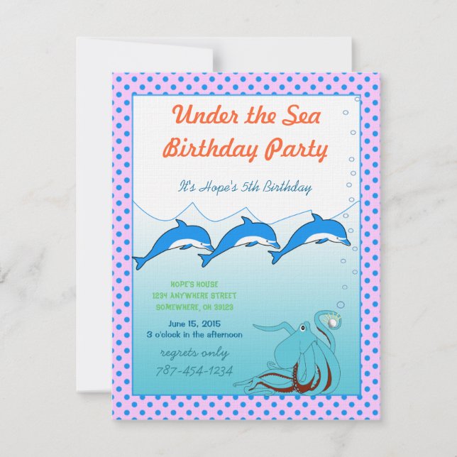 Under the Sea Invitation  Birthday Party (Front)