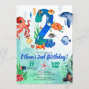 Under The Sea Invitation for 2nd Birthday