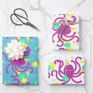 Under the sea Invitation, Octopus Birthday Wrapping Paper Sheet