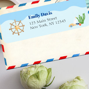 Under the Sea It's a Boy Baby Shower Ship Rudder Return Address Label