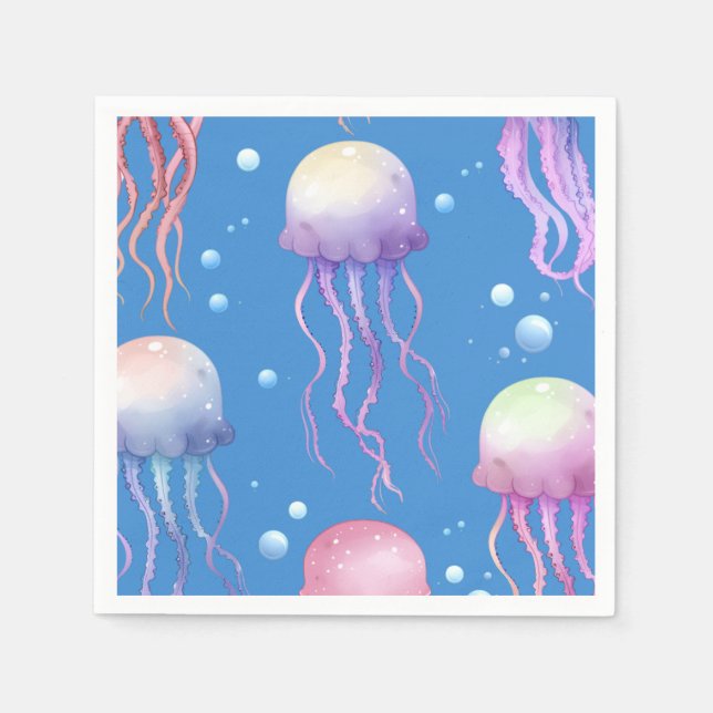 Under The Sea Jellyfish Blue Napkin (Front)