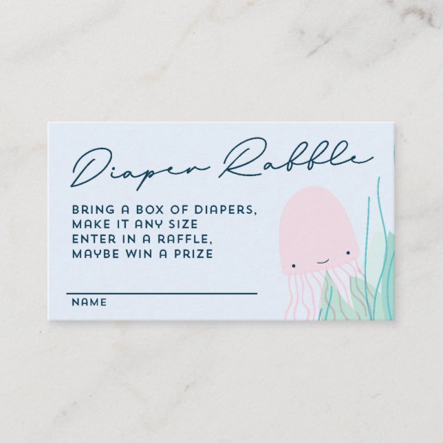 Under the Sea Jellyfish Diaper Raffle Enclosure Card (Front)