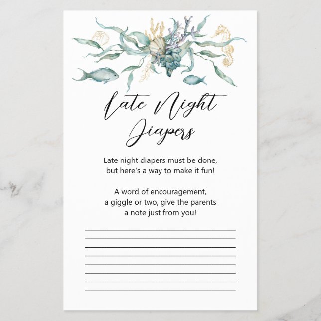 Under the Sea Jellyfish Late Night Diapers Card (Front)