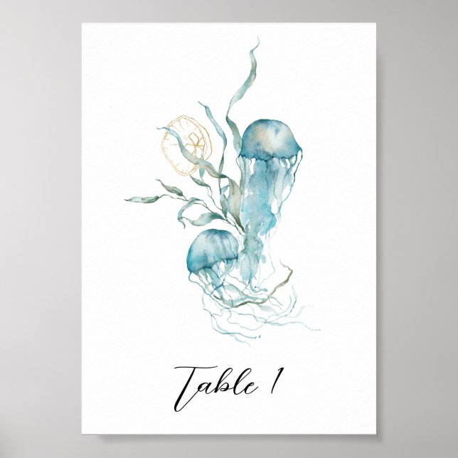 Under the Sea Jellyfish Table Number Sign (Front)