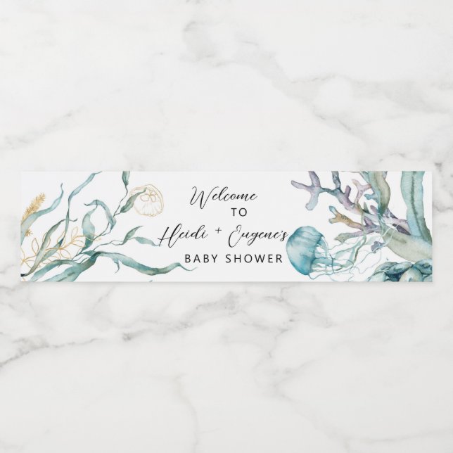 Under the Sea Jellyfish Water Bottle Labels (Single Label)