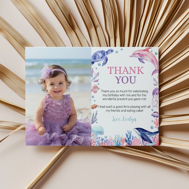 Under The Sea Kid Birthday Photo Thank You Card (Creator Uploaded)