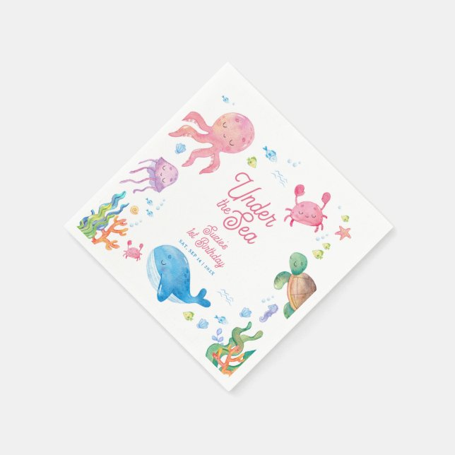 Under the Sea Kids 1st Birthday Napkin (Corner)