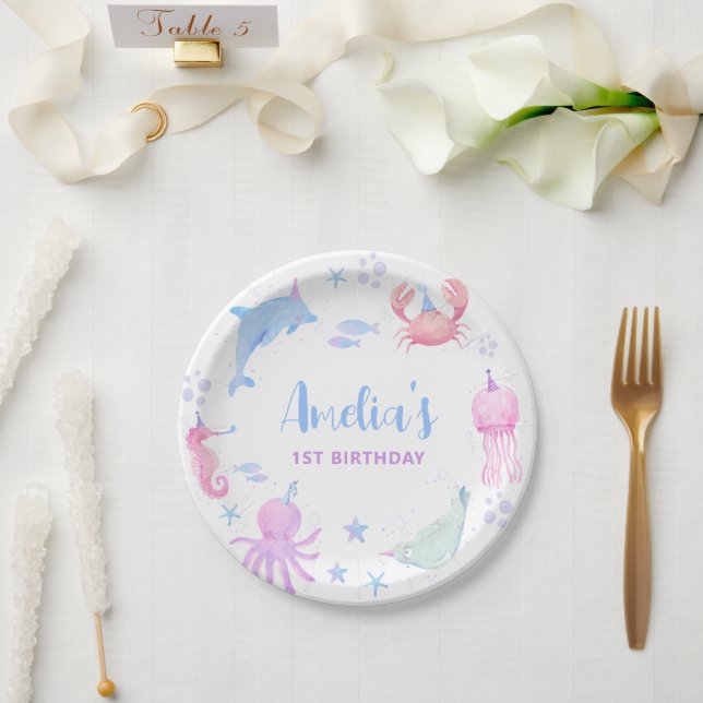 Under The Sea Kids 1st Birthday  Paper Plate (Wedding)