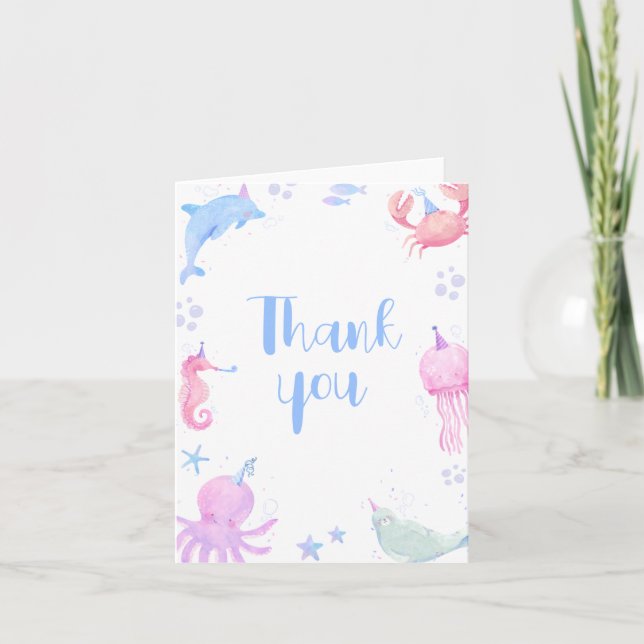 Under The Sea Kids 1st Birthday  Thank You Card (Front)